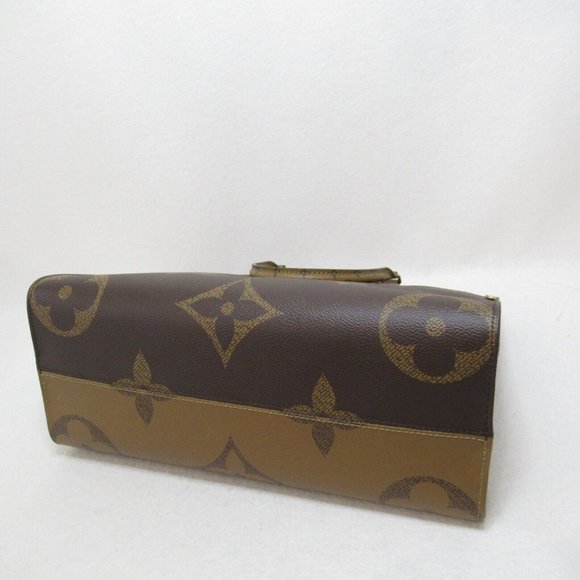 LOUIS VUITTON On The Go MM Tote Bag  Monogram Giant canvas Brown Used LV - Picture 7 of 11